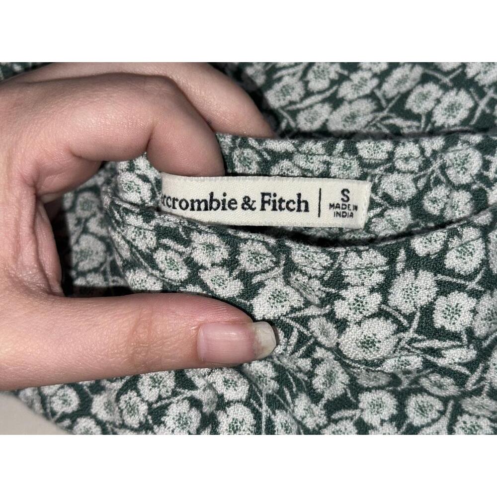 Abercrombie & Fitch Green White Floral Print High Waisted Slit Midi Skirt Size S - Picture 4 of 8